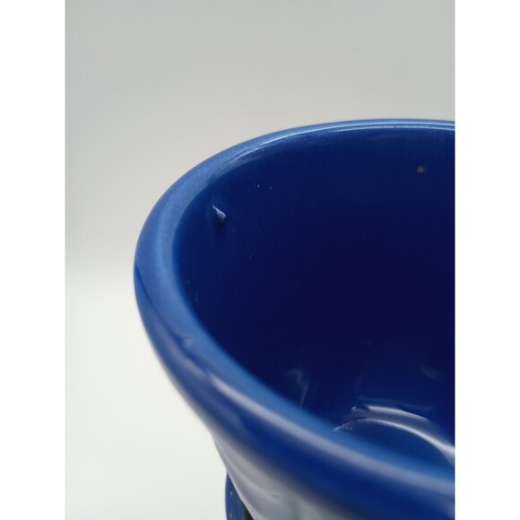 Vtg Shawnee Planter With Saucer Cobalt Blue Fishscale 3.5" - Picture 5 of 6